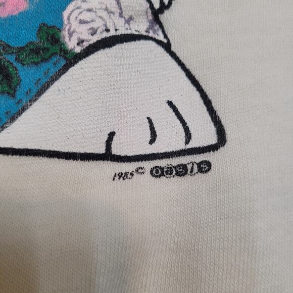 VTG 1985 Funny Rabbit Sweatshirt Womens Large (Tagged M) Cropped 3/4 Sleeve - Picture 3 of 8